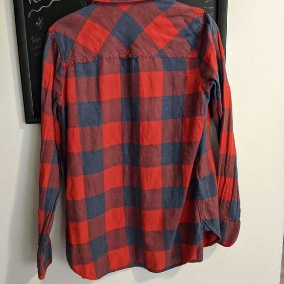 J. Crew Red and Blue "Flannel" Top, Size 0/XS,S - Picture 2 of 4